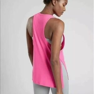 Athleta Womens Size Small Essence Mesh Details Tank Prism Pink Solid Running Gym